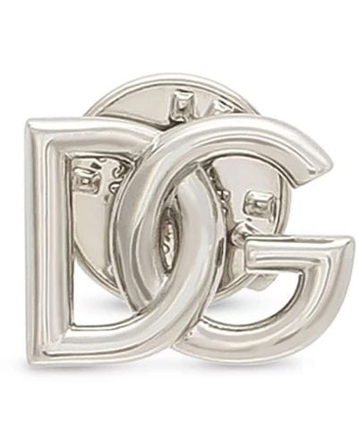 Dolce & Gabbana Pin con placa del logo DG - Blanco