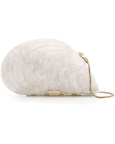 Jonathan Simkhai Bridget Pearl Oyster Clutch Bag - White