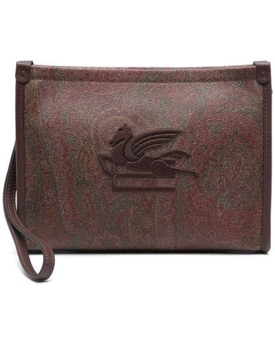 Etro Paisley-print Clutch Bag - Brown