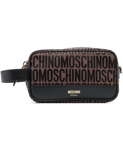 Moschino Logo-jacquard Motif Makeup Bag - Black
