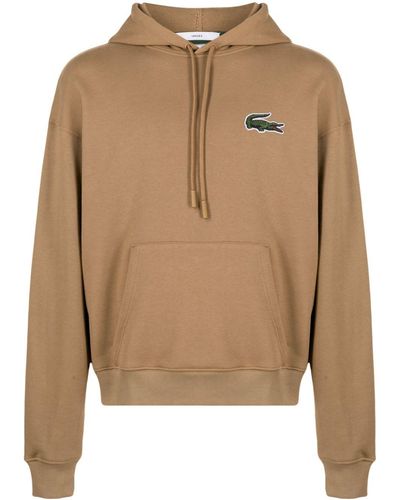 Lacoste Logo-patch Organic-cotton Hoodie - Natural