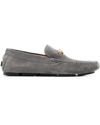 Versace Medusa Head Suede Loafers - Gray