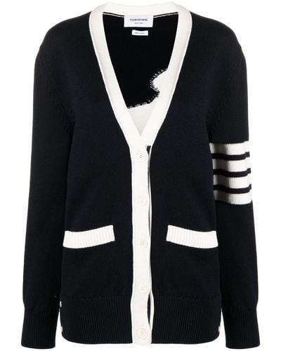 Thom Browne Cardigan con dettaglio a 4 righe - Nero