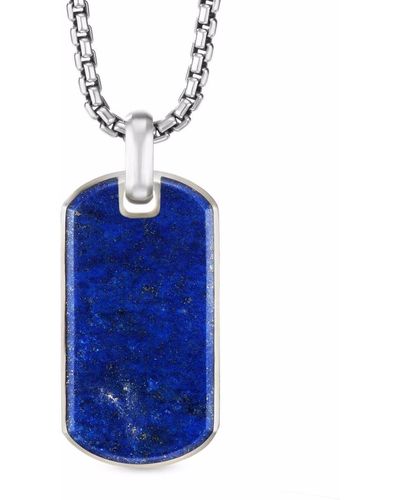 David Yurman Sterling Silver 35mm Streamline Lapis Lazuli Tag - Blue