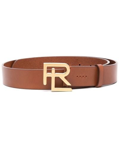 Ralph Lauren Collection Ceinture à boucle logo - Marron