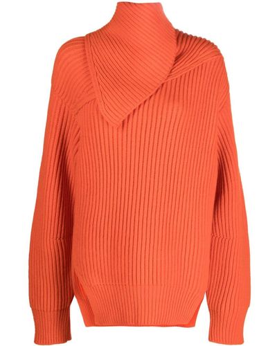 Jil Sander Jersey con cuello plegable - Naranja