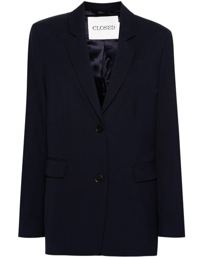 Closed Blazer Met Enkele Rij Knopen - Blauw