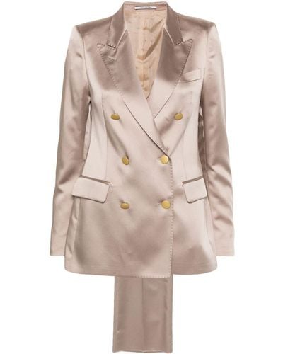 Tagliatore Satin Double-breasted Suit - Natural