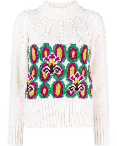 La DoubleJ Intarsia-knit Virgin Wool Jumper - White