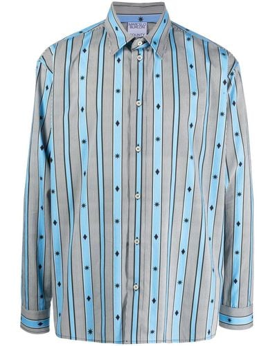 Marcelo Burlon Striped Button-up Shirt - Blue