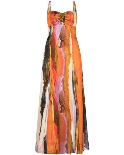 Silvia Tcherassi Robe longue Artis à coupe évasée - Orange