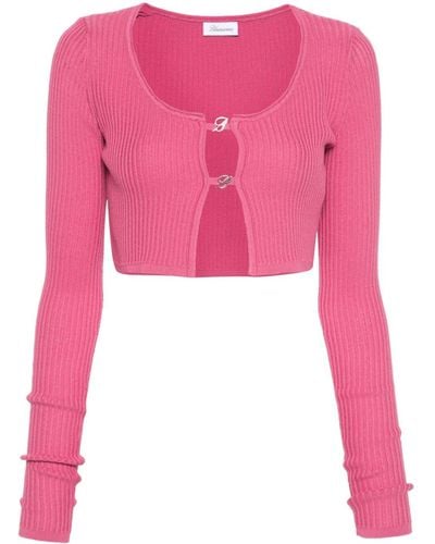 Blumarine Cropped-Cardigan mit Logo-Schild - Pink