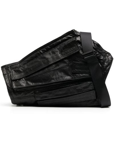 Julius Asymmetric Leather Messenger Bag - Black