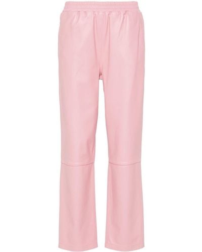 Arma Tapered Leather Trousers - Pink