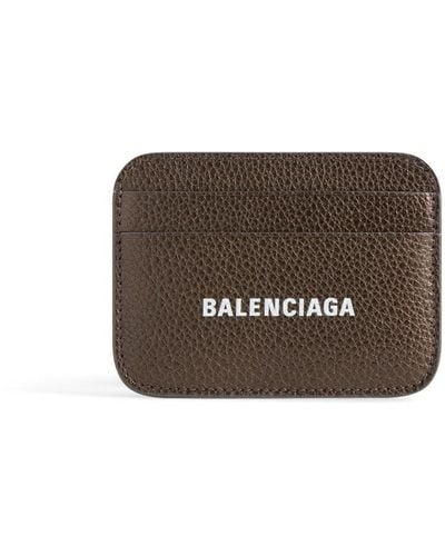 Balenciaga Porte-cartes en cuir métallisé à logo imprimé - Marron
