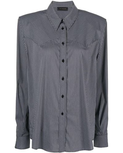 ANDAMANE Check-pattern Western-style Shirt - Blue