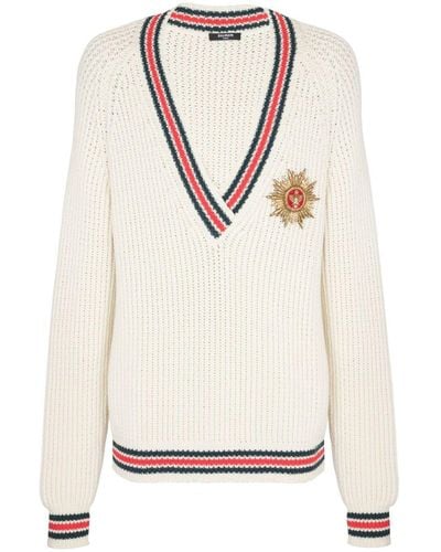 Balmain ロゴパッチ セーター - ホワイト