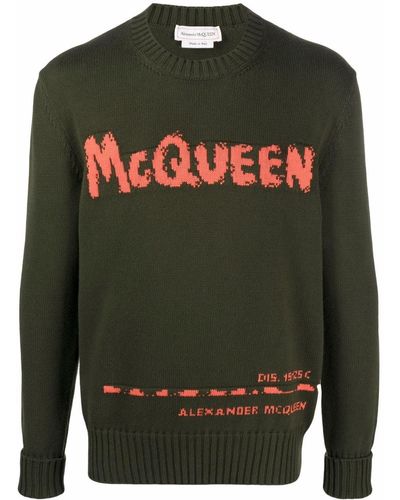 Alexander McQueen アレキサンダー・マックイーン グラフィティ インターシャ セーター - グリーン