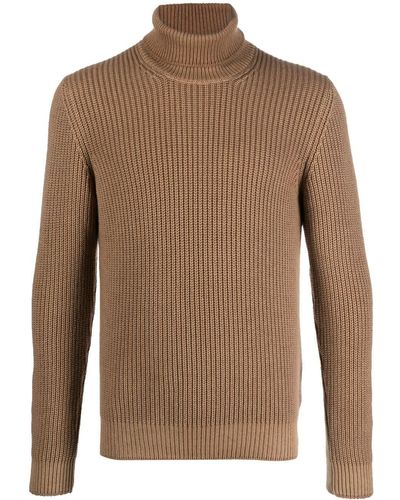 Lardini Ribbed-knit Roll-neck Jumper - Natural