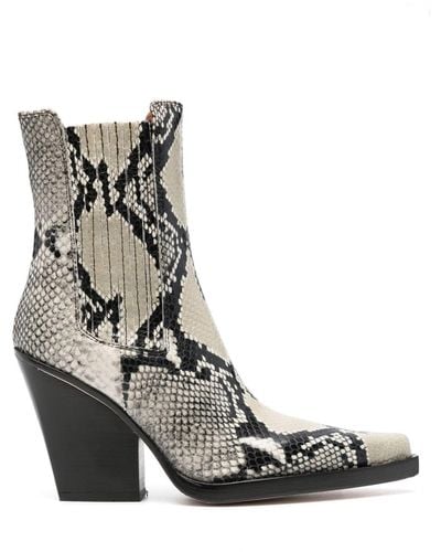 Paris Texas 95mm Snakeskin-print Leather Boots - Brown
