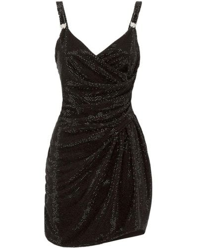 Philipp Plein Crystal-embellished Gathered Minidress - Black