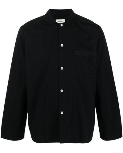 Tekla ポプリン パジャマシャツ - ブラック