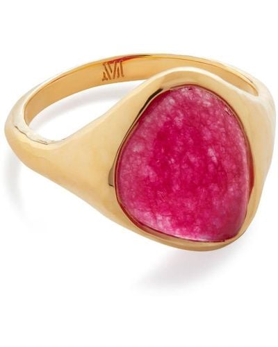 Monica Vinader Vergoldeter Rio Ring mit Quarz - Pink