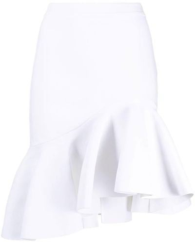 Alexander McQueen Jupe péplum à design asymétrique - Blanc