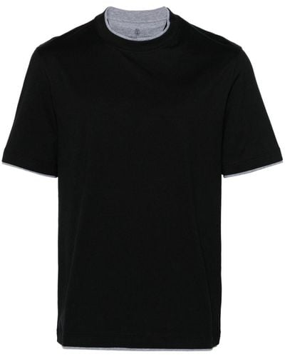 Brunello Cucinelli Layered Cotton T-shirt - Black