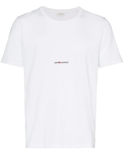 Saint Laurent T-shirt en jersey de coton à logo - Blanc