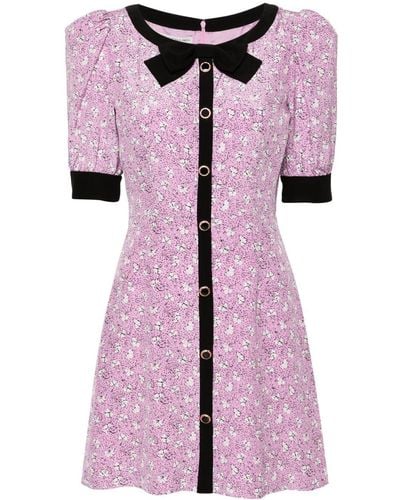 Alessandra Rich Bow-detail Silk Minidress - Pink