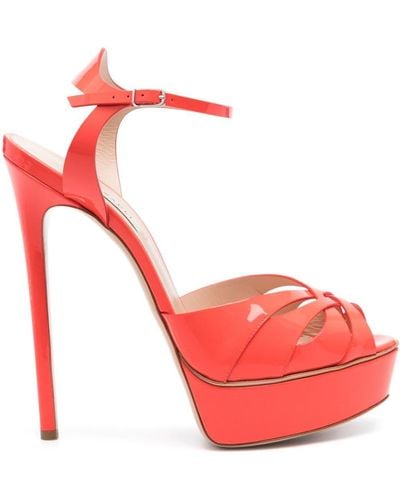Casadei Flora 140mm Patent Leather Sandals - Red