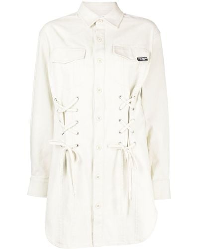 Izzue Robe-chemise à taille nouée - Blanc