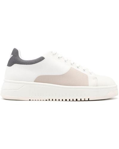 Emporio Armani Colour-block Lace-up Sneakers - White