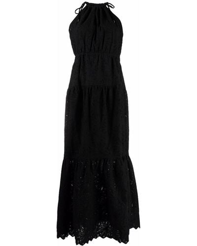 Michael Kors Embroidered Cotton Maxi Dress - Black