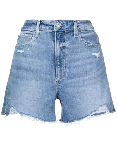 PAIGE Jeans-Shorts im Distressed-Look - Blau