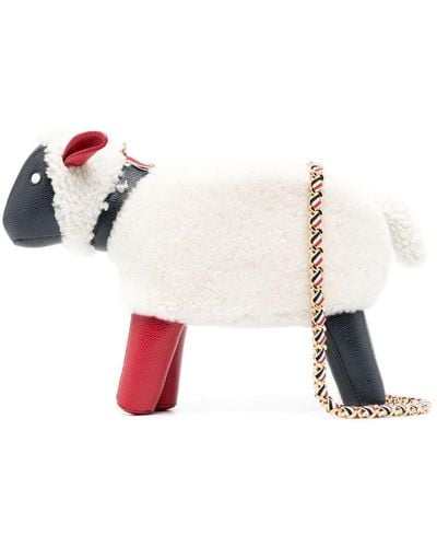 Thom Browne Sheep Shearling Shoulder Bag - White