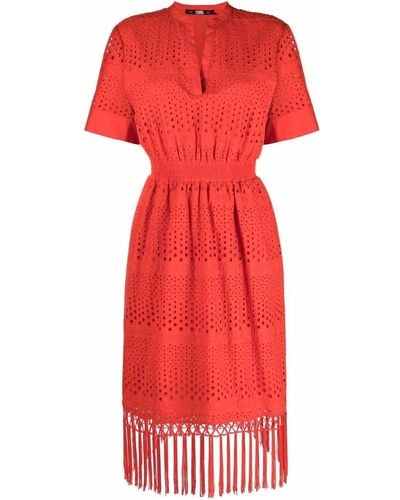 Karl Lagerfeld Tassel-detail Short-sleeve Dress - Red
