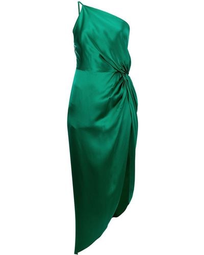 Michelle Mason ワンショルダー イブニングドレス - グリーン