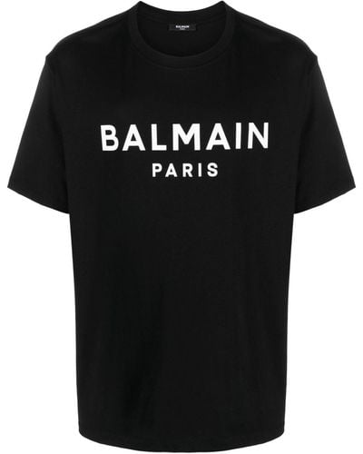 Balmain T-shirt en coton à logo imprimé - Noir