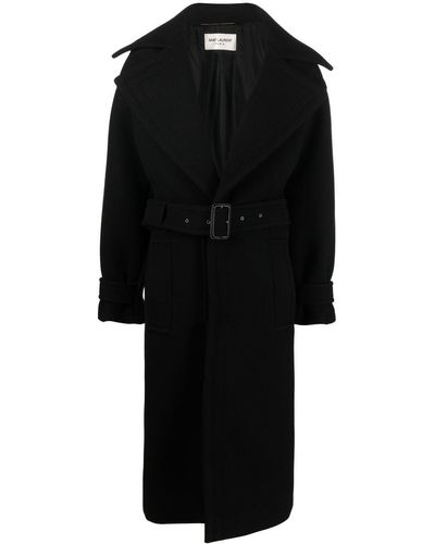 Saint Laurent Belted Single-breasted Coat - Black