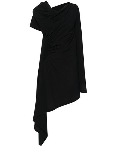 Issey Miyake Robe courte en crêpe à design asymétrique - Noir