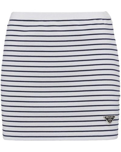 Prada Striped Jersey Miniskirt - Blue