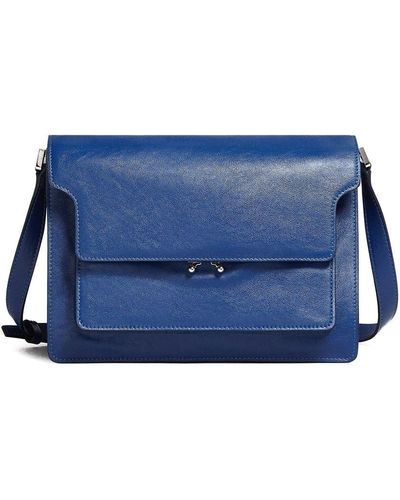 Marni Trunk Leather Shoulder Bag - Blue