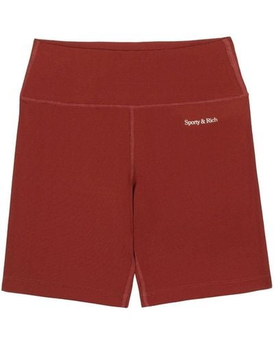 Sporty & Rich Logo-print Elasticated-waistband Biker Shorts - Red