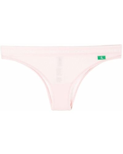 Calvin Klein Logo Waistband Brazilian Thong - Pink