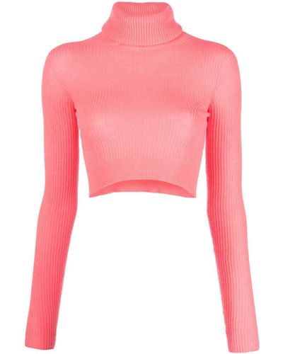 Laneus Cropped Roll-neck Sweater - Pink