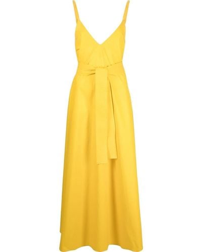 P.A.R.O.S.H. V-neck Tied-waist Dress - Yellow