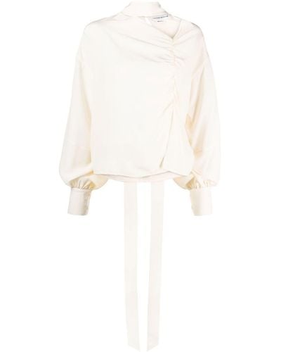 Victoria Beckham Blouse à détail de foulard - Blanc