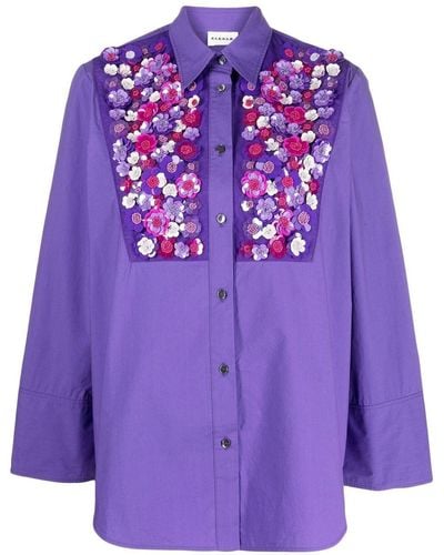 P.A.R.O.S.H. Floral-appliqué Shirt - Purple